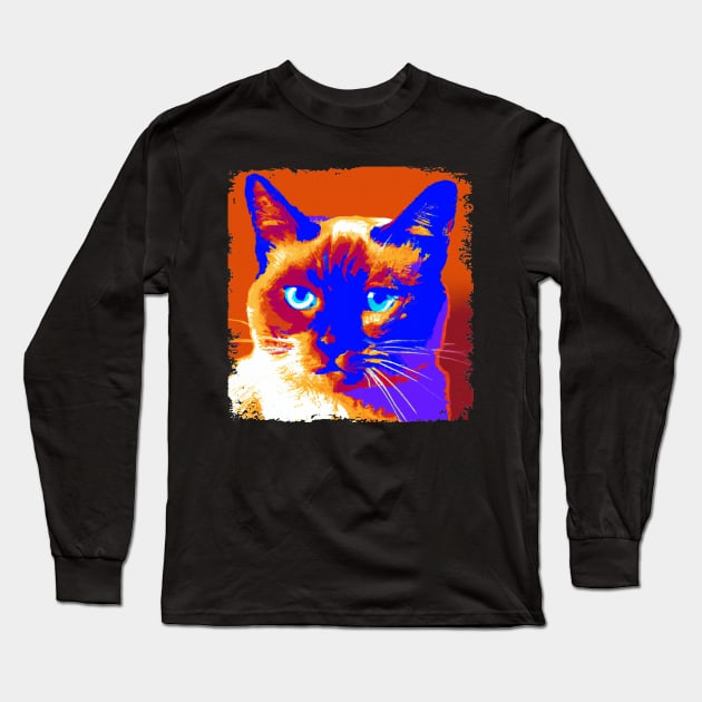 Snowshoe Pop Art - Cat Lover Gift Long Sleeve T-Shirt by PawPopArt